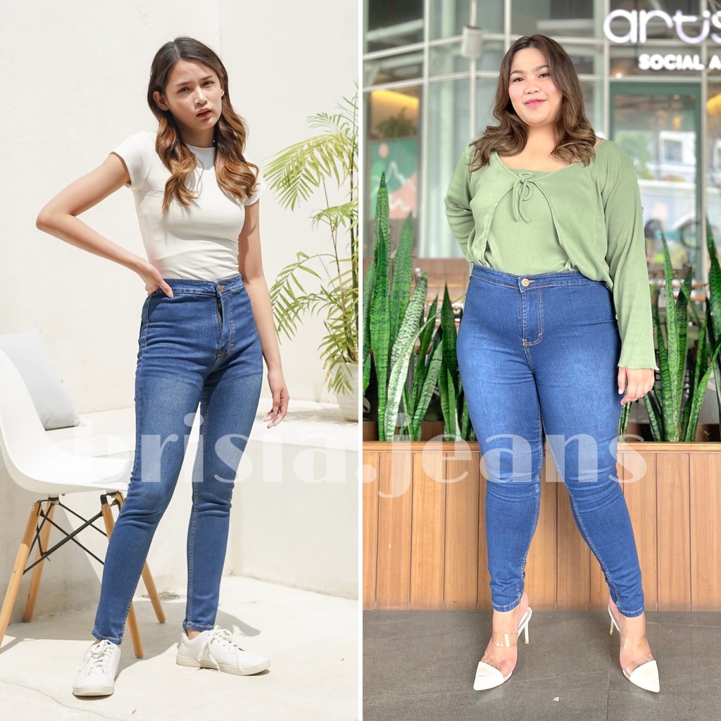 [SIZE 27-38] NAYEON Highwaist Jeans Skinny Polos Bigsize / Celana Panjang Jeans Wanita