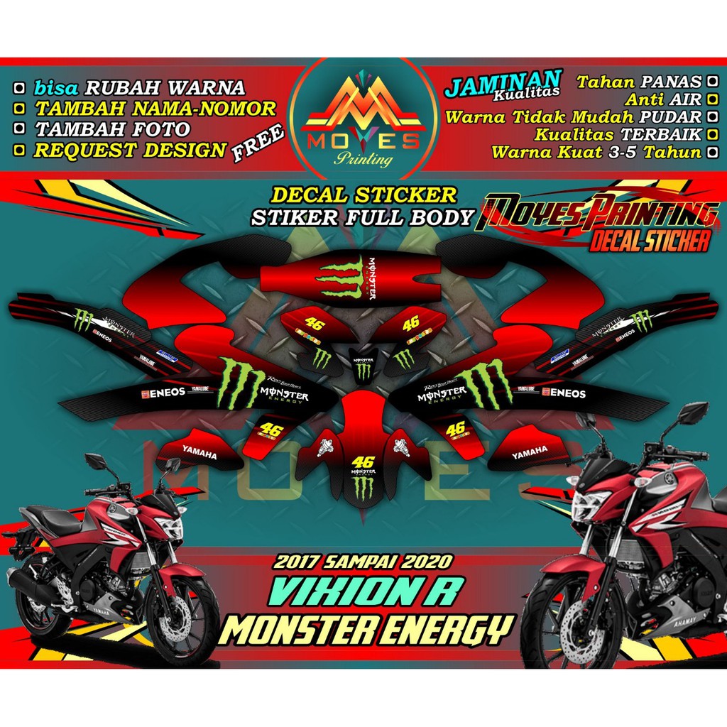 Decal Vixion R / Vixion 155 Decal All New Vixion Stiker Vixion R Full Body Monster Merah