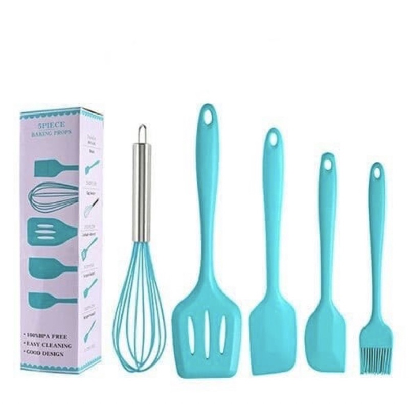 Kitchen Tools Set isi 5 Alat Masak Sutil Spatula Kuas Set Silikon MPASI bayi foodgrade Tahan panas