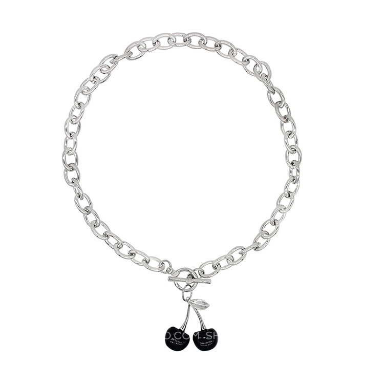 Super manis keren ~ Harajuku gadis panas kepribadian Hitam Cherry kalung ins angin dingin gelap seri