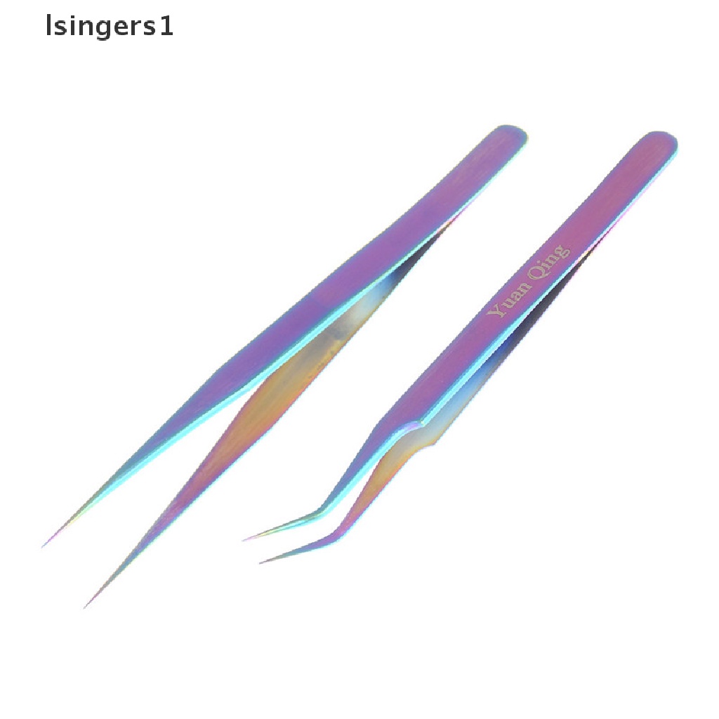 (lsingers1) Pinset Stainless Steel Warna Pelangi Untuk Mengambil Stiker Kuku