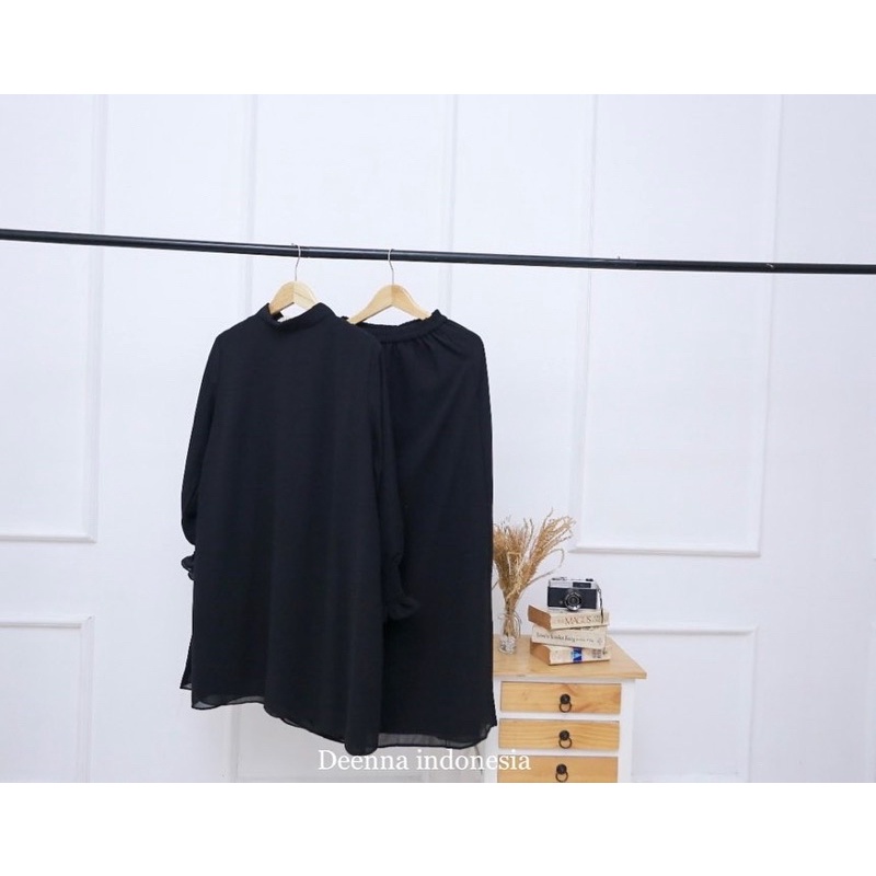 SERRA SET (BLACK)/ONE SET ROK/ONE SET BAJU/SETELAN ROK/BUSANA MUSLIM/GAMIS CERUTY