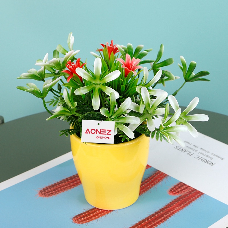 Aonez bunga hias bunga artificial murahbunga mini hiasan tanaman kaktus hias dengan pot-1