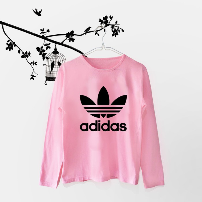 Tumblr Tee / T-Shirt / Kaos Wanita Lengan Panjang Adidas Pink