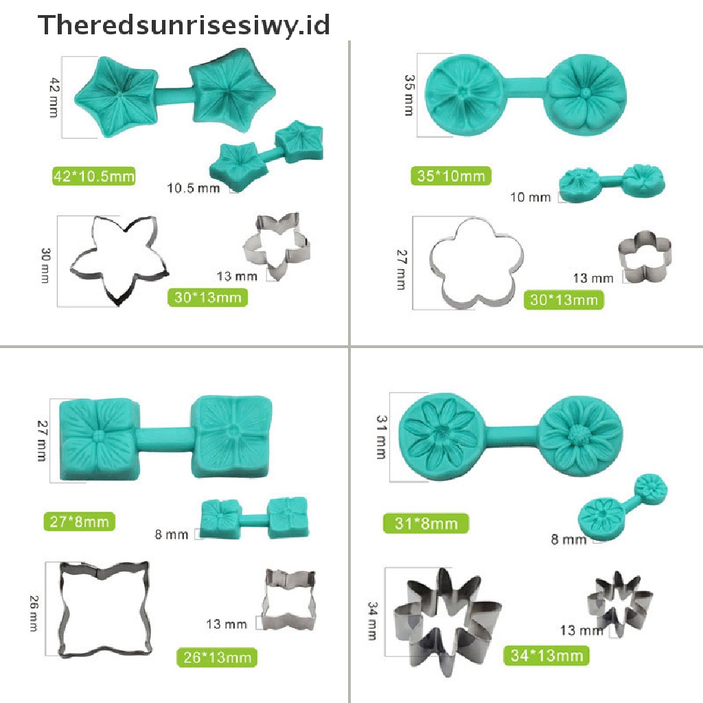 # Alat Rumah Tangga # Set Cetakan Kue Bentuk Kelopak Bunga Bahan Silikon 4 Gaya