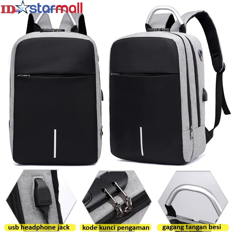 Tas Ransel Anti Maling Travel Bag Import Anti Air Dengan Tempat Laptop USB Slot