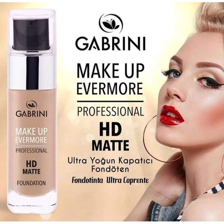 Jual GABRINI Make Up Evermore Professional HD Matte Foundation 100% ...