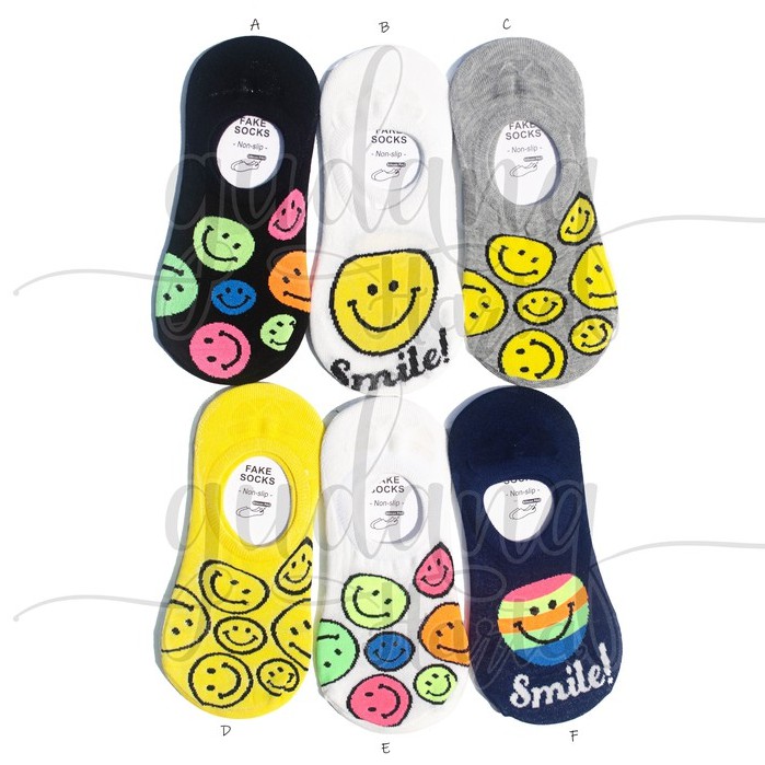 Kaos Kaki Wanita Pendek Kapal Sembunyi Smile Hidden Socks Motif Senyum GH 103081