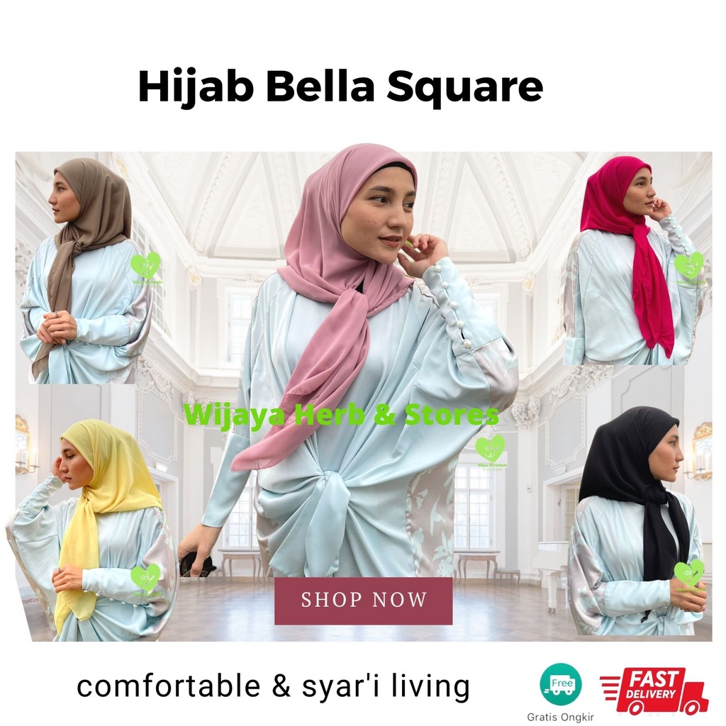 [Outfits] Hijab Bella Square Segi Empat Polos /Jilbab Bella Square / Kerudung Polos / Krudung / Kudung Bella Square