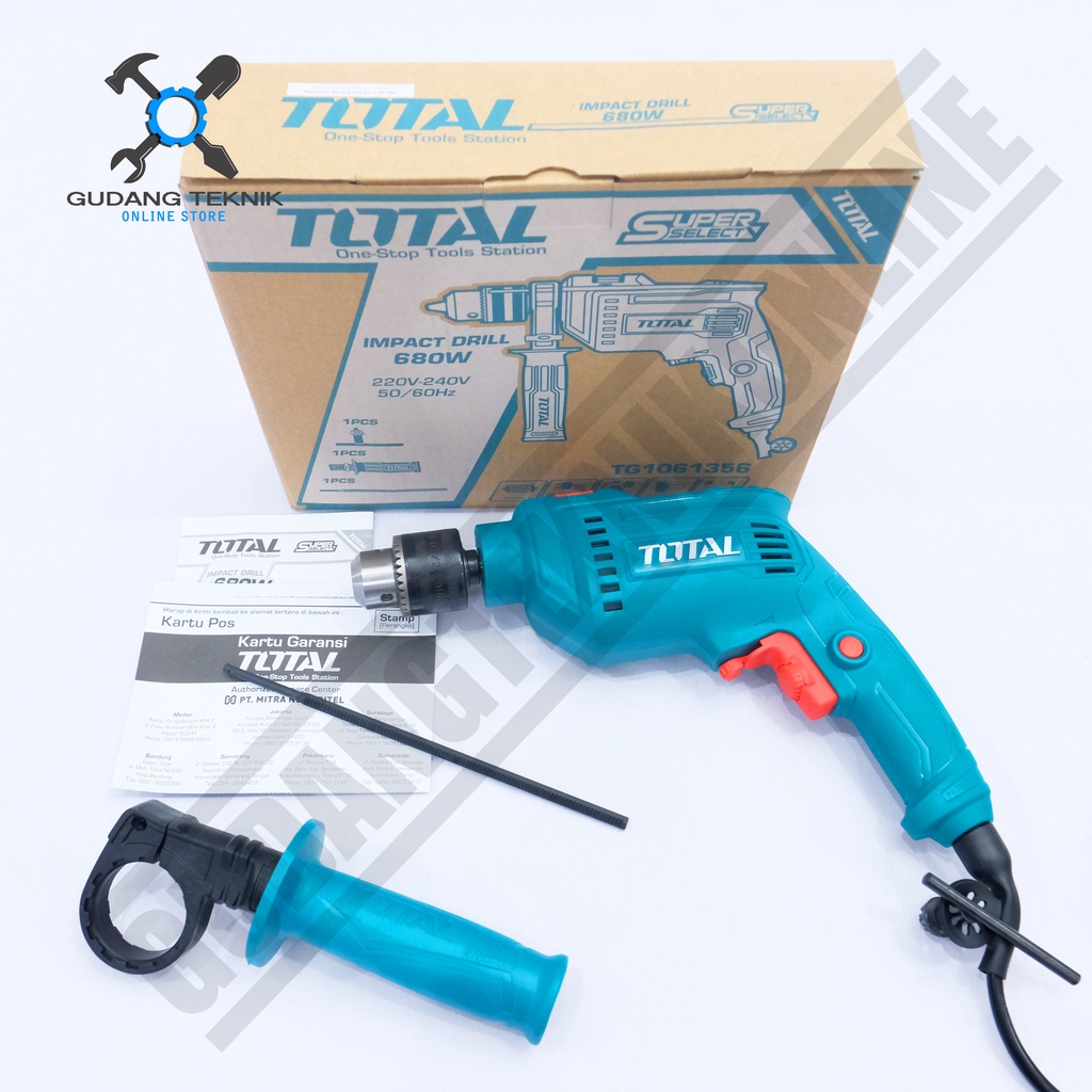 Mesin Bor Tangan 13mm TOTAL TG1061356 / Impact Drill TG 1061356 - Bor Tembok Beton Kayu TOTAL