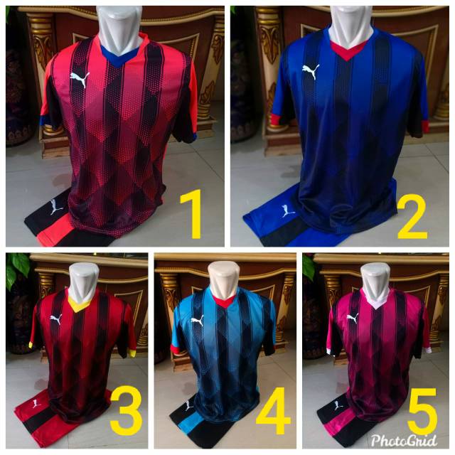 Baju bola atau futsal 1 stel merek puma printing terbaru murah