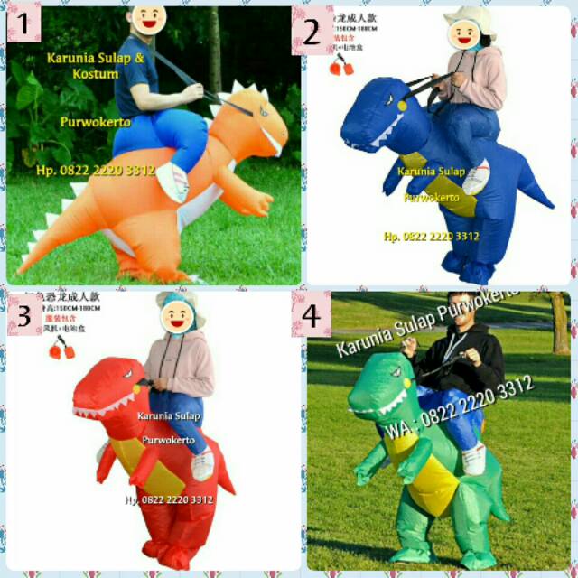 KOSTUM DINO DEWASA COSPLAY PESTA DINOSAURUS KARAKTER BADUT LUCU INFLATABLE COSTUME MURAH