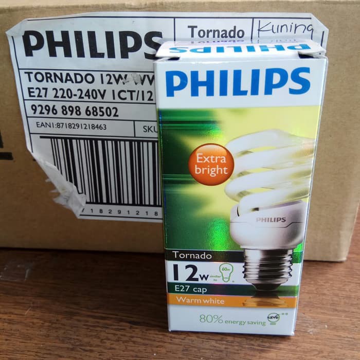 Philips Tornado 12Watt 12 W Cahaya Kuning Per Spiral Warm White