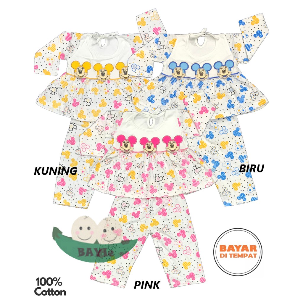 BAYIe - Setelan Baju bayi Panjang Perempuan motif MICKEY MOM'S GIFT 0-12 bulan/Pakaian anak cewek