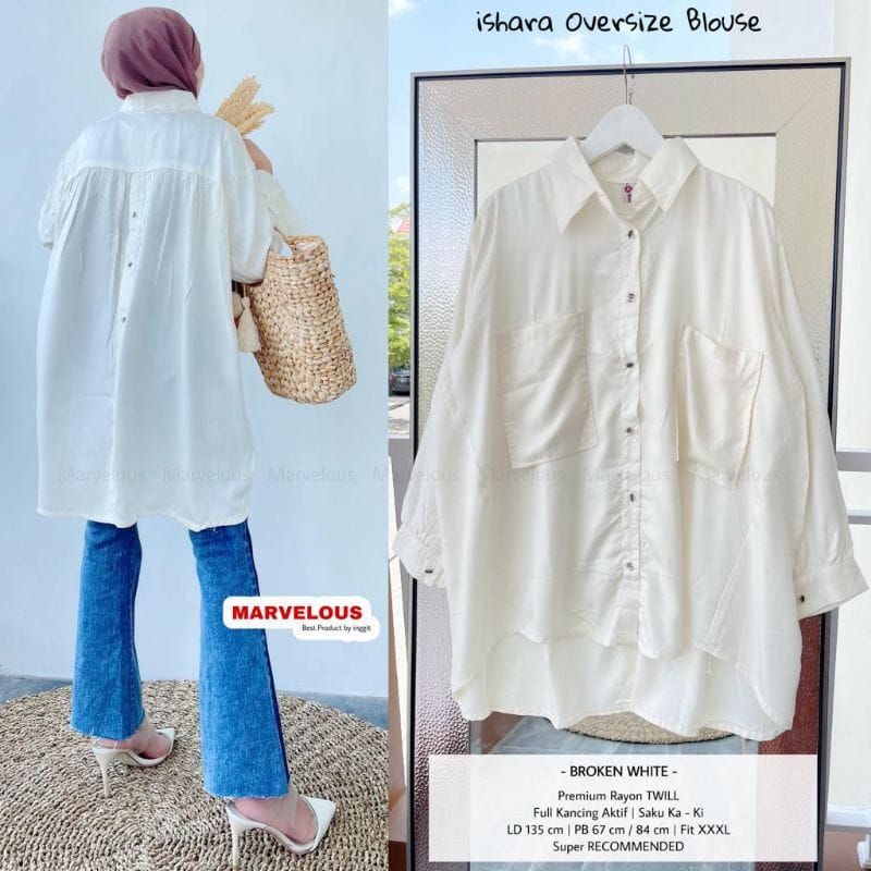 ISHARA OVERSIZE BY MARVELOUS / BLOUSE WANITA MUSLIMAH / Blouse rayon LD135