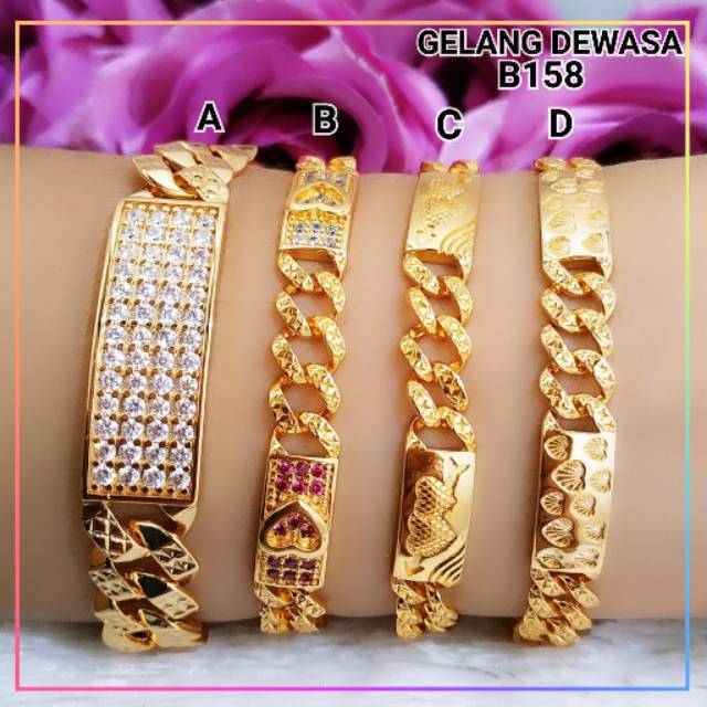 Gelang  xuping gelang  dewasa plat mata B158 lapis emas  gold   Gelang  xuping gelang  dewasa plat mata B158 lapis emas  gold