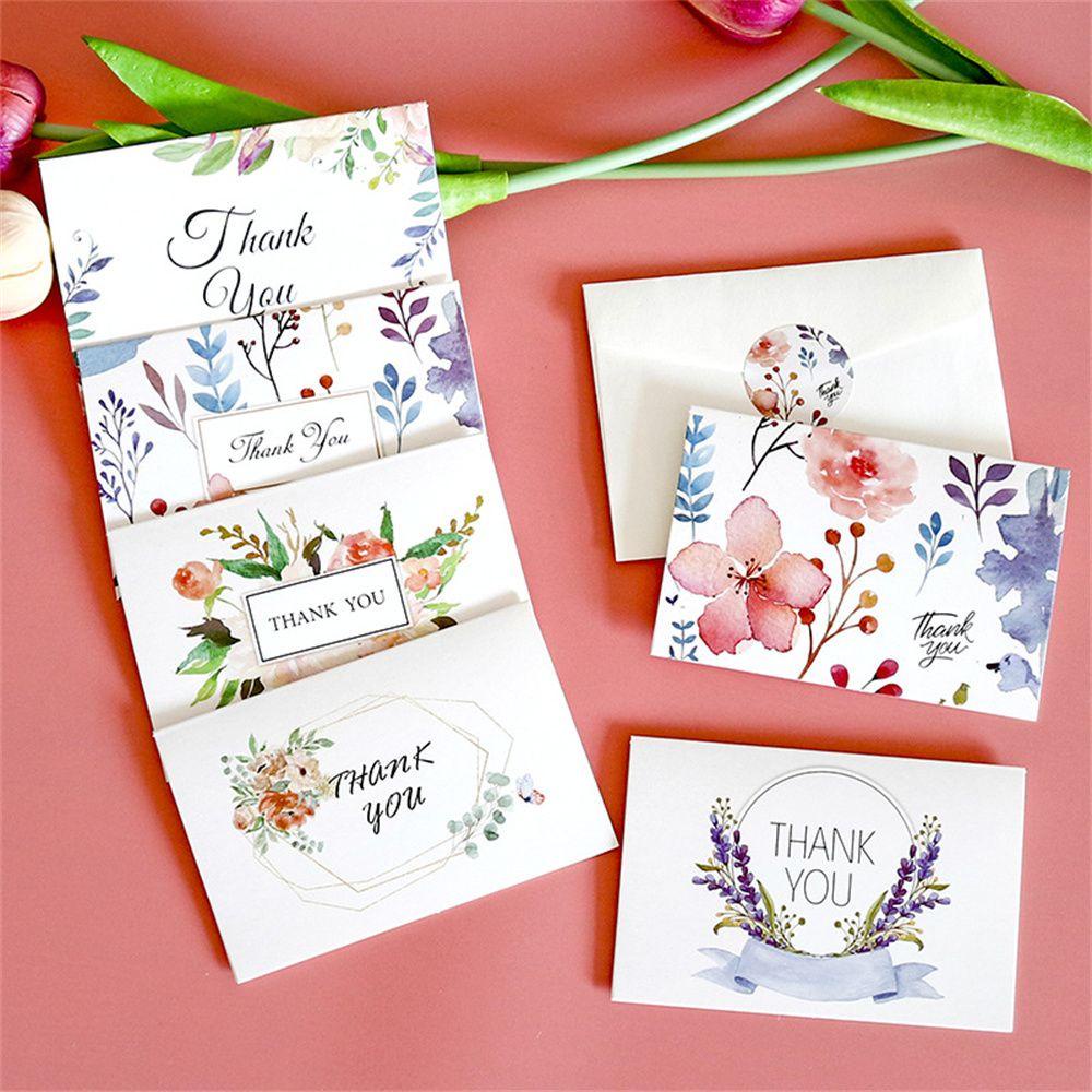 R-flower 6set Kartu Ucapan Terima Kasih DIY Lipat Stiker Amplop Flower Message Postcard