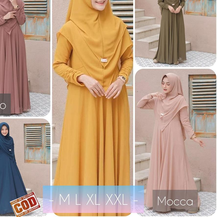☃borong21〲 Promo  [ M L XL XXL ] Set Syari Polos Bahan Moscrepe MAYRA Syari free Hijab  ♎
