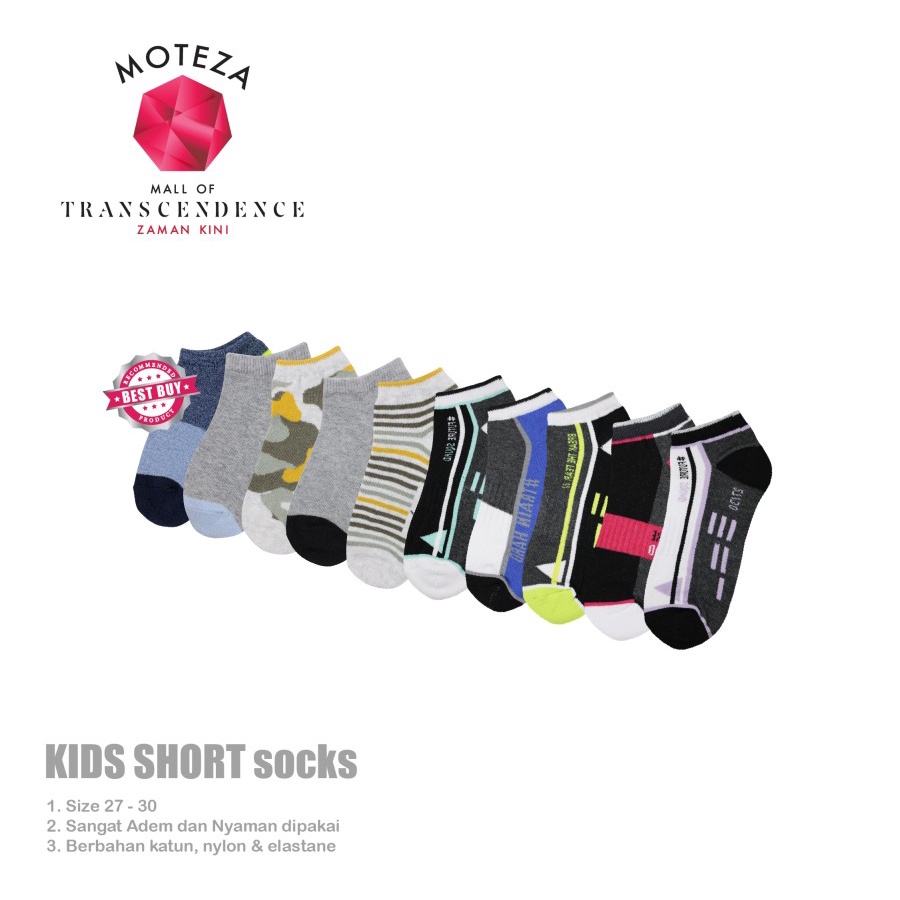 Moteza Kaos Kaki Anak / Kids Short Socks / Kaos Kaki Olahraga Sport - Premium size 27-30 &amp; 31-34