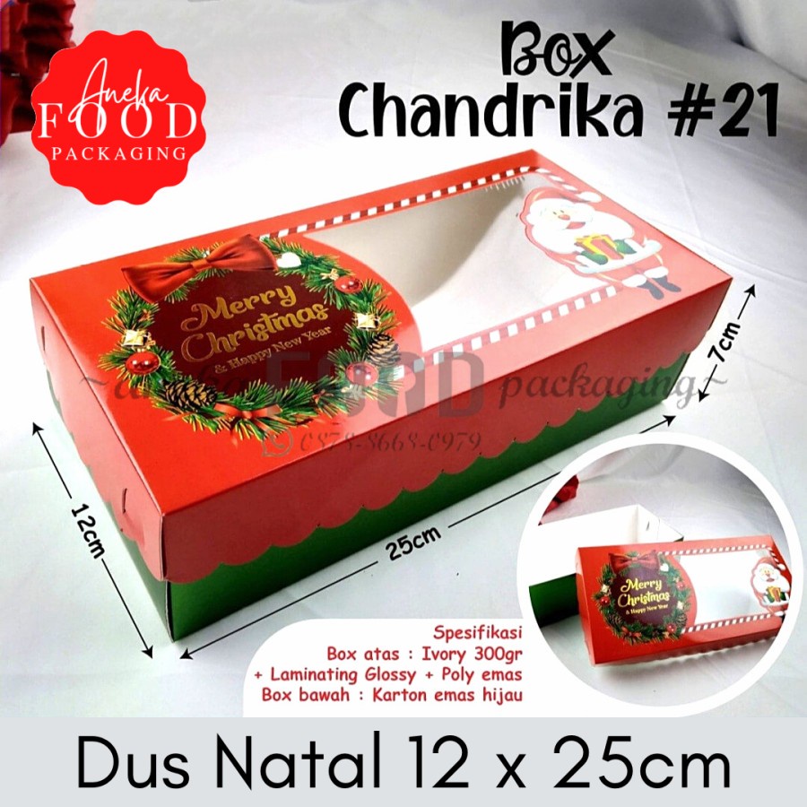 Dus kotak box kue bolu cake NATAL jendela santa merah (Chandrika 21)