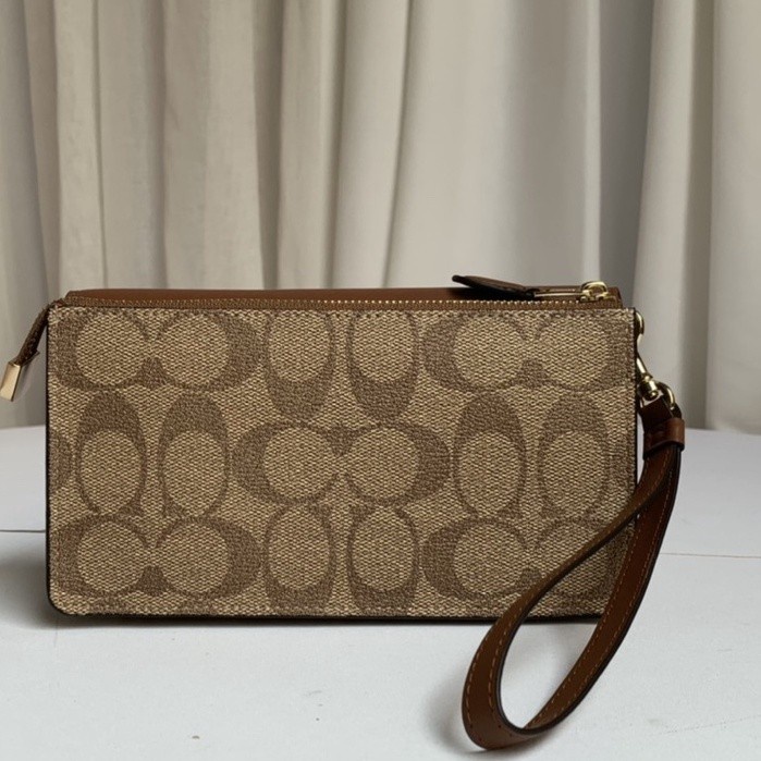 Coach's F78229 Foldover Wrislet in Khaki Signature Coated Canvas
