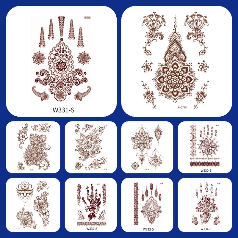 HENNA HENA STICKER TATTO TEMPORARY BROWN MARON