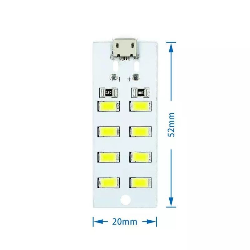 Lampu led micro usb 8 mata led lampu darurat/camping