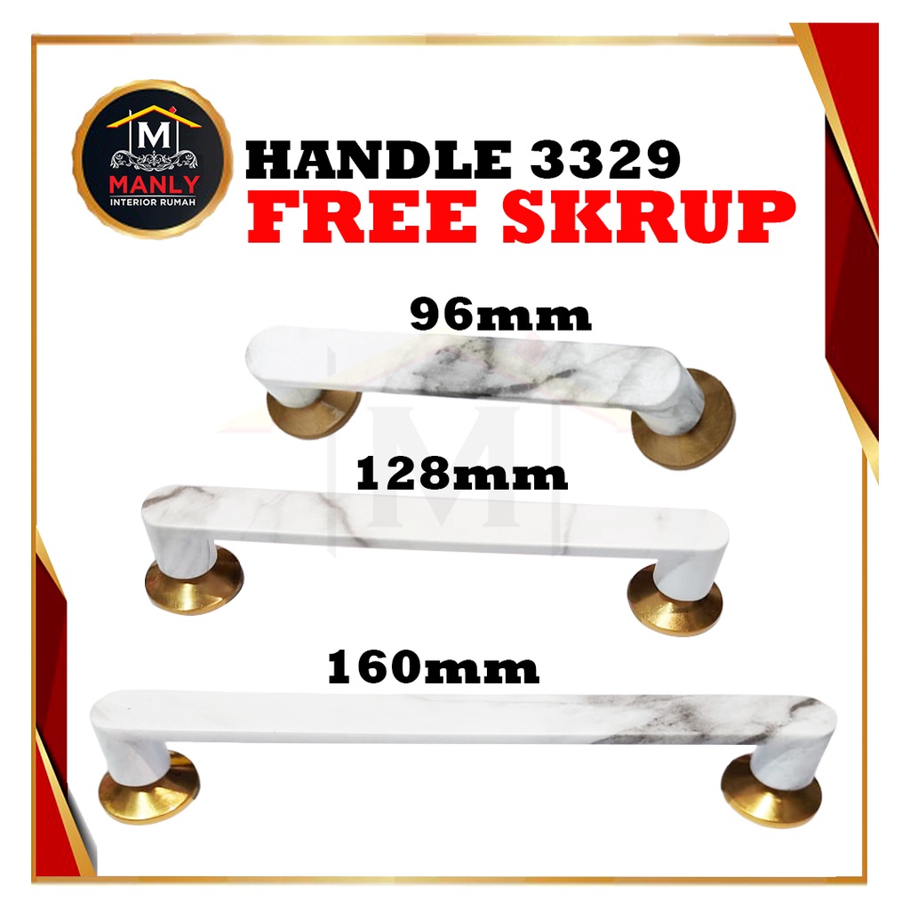 Tarikan Marmer Handle Marmer Handle Lemari 96 mm, 128 mm &amp; 160 mm 3329 Handel Laci Pintu Lemari Marmer Marble