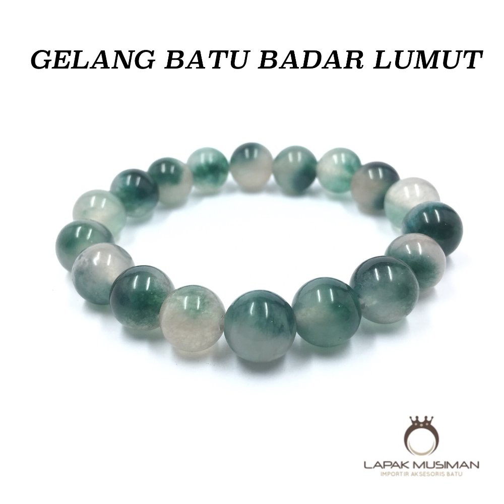 [Bayar di Tempat] Gelang Pria Wanita Batu Badar Lumut Asli Natural