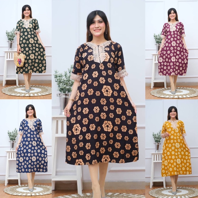 Daster Jumbo Arab LD 120 Motif Bunga | Daster Jumbo Yunika