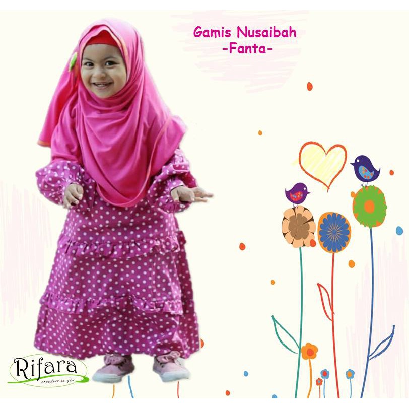 Promo Cuci Gudang Gamis Anak Nusaibah Rifara Katun Premium Uk XS(0-1 thn)