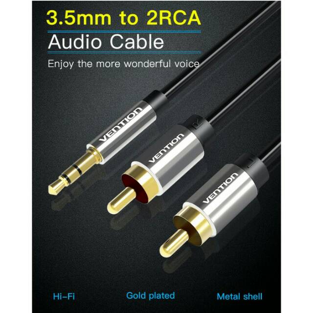 [COD] KABEL VENTION BCF 2 METER / KABEL AUDIO AUX 3.5MM MALE TO 2 RCA MALE HIGH QUALITY 2M ORIGINAL