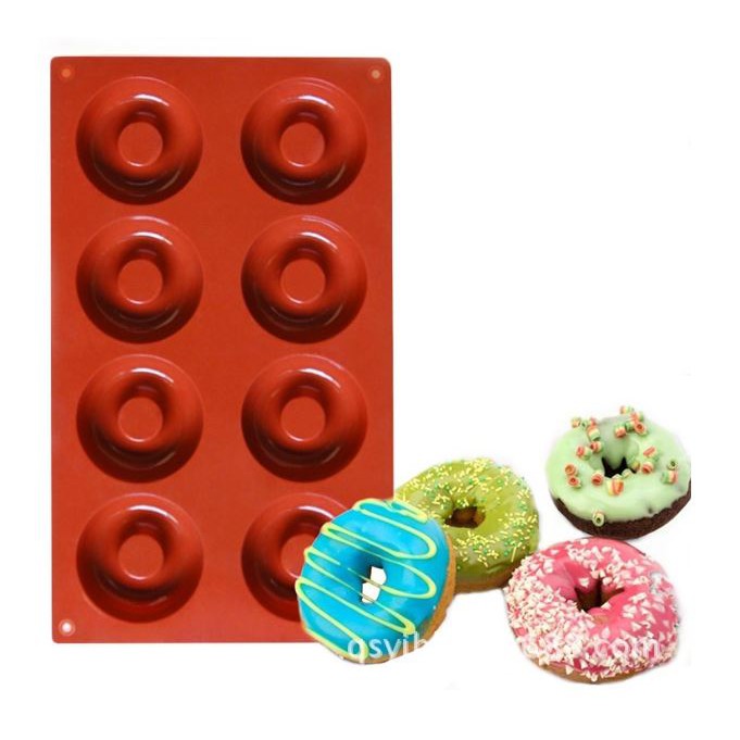 Cetakan Donat Silikon 8 round donuts silicone cake mold Loyang Donat