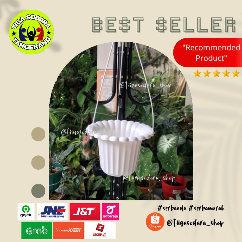 Pot Gantung Mawar Putih /Pot tanaman/pot bunga