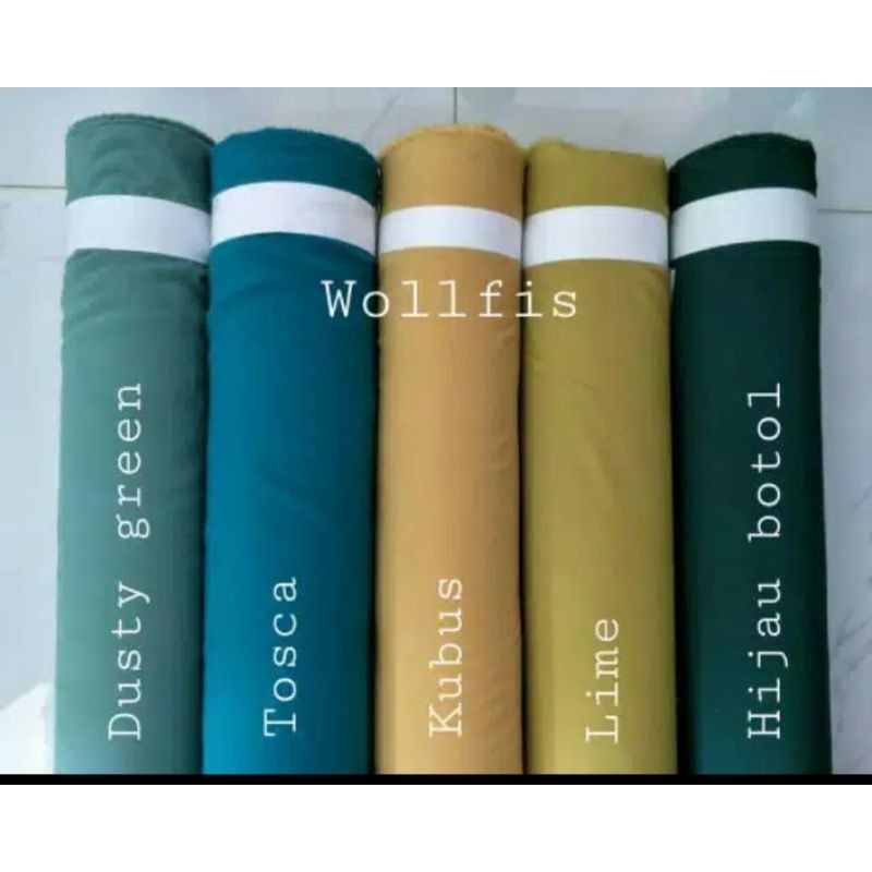 Kain Wolfis Polos Grade A harga per 0.5meter