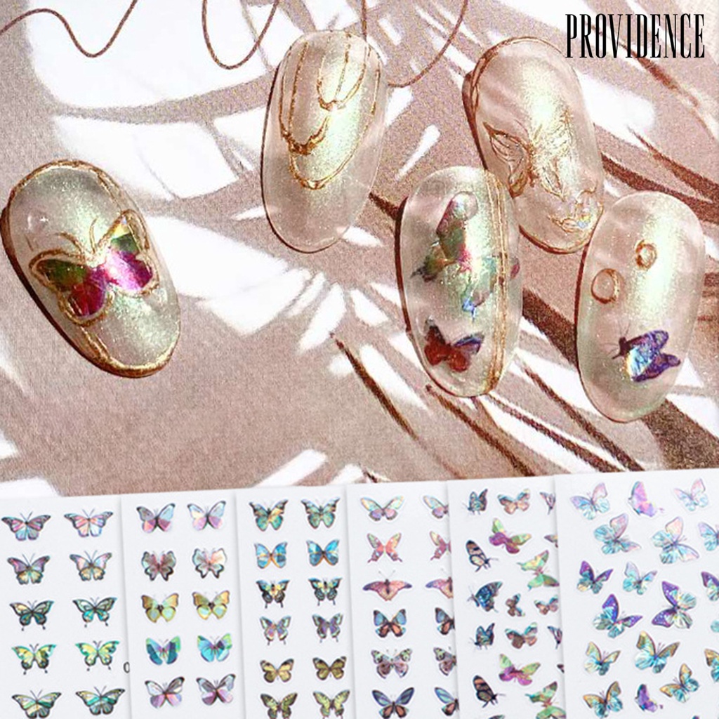 Providence 1Sheet Nail Sticker Removable Self-adshesive Butterfly Pattern Fadeless Fingernails Decor for Party