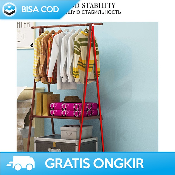 RAK GANTUNGAN BAJU BESI SERBAGUNA HANGER SEGITIGA ANTI SLIP STEEL PIPE