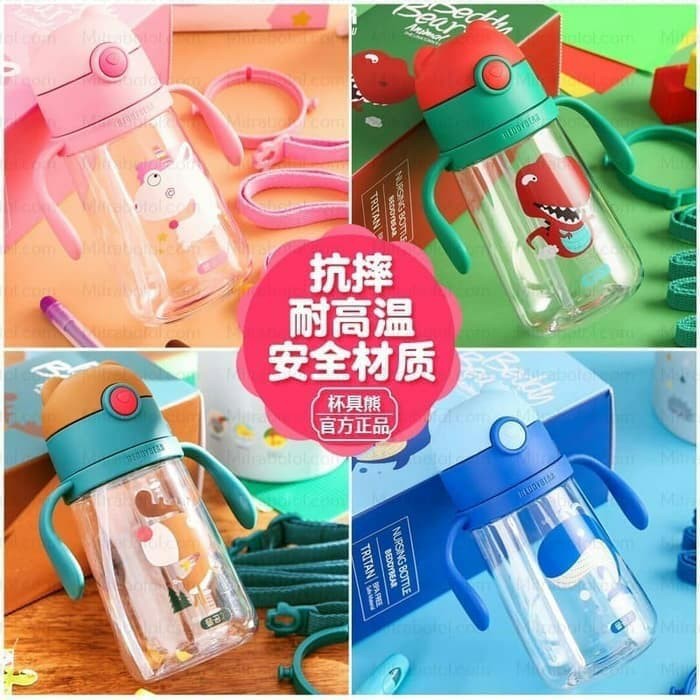 Botol Minum Anak Dengan Pegangan Lucu 480 ml - Botol Anak Lucu - Botol Minuman Anak Sedotan Lucu