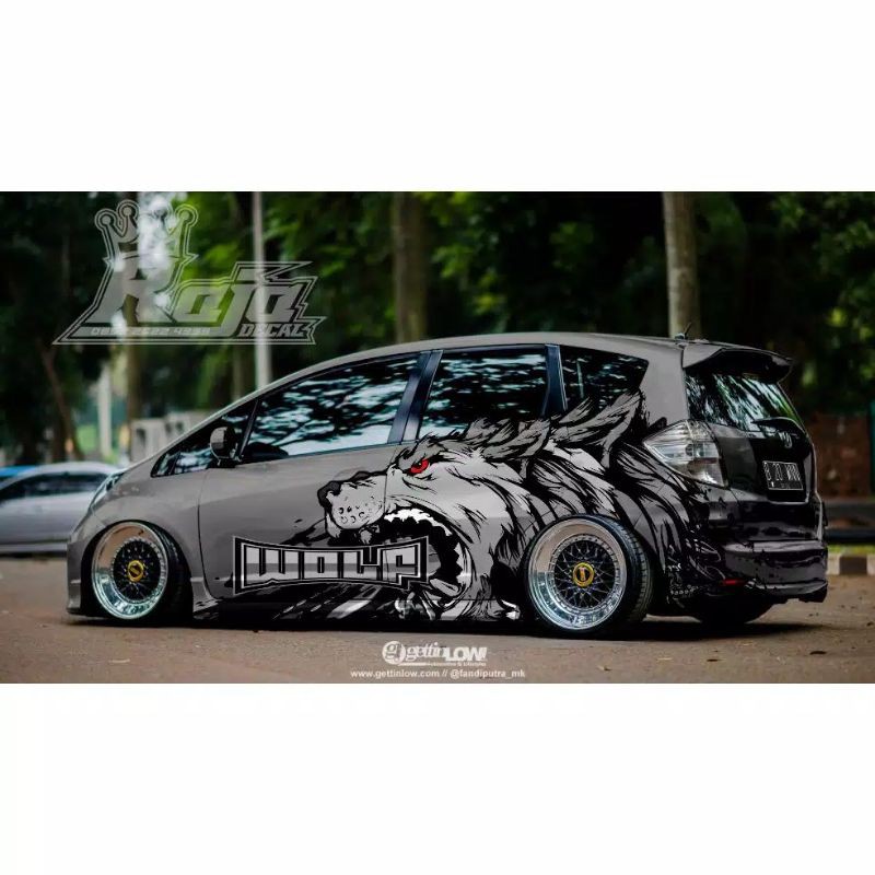 Decal seticker mobil Jazz Custom kepala srigala