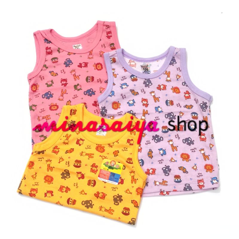 SAMLEO 3 pcs Kaos Kutung / Lengan Buntung Bayi SNI Print Warna Uk. M - XL