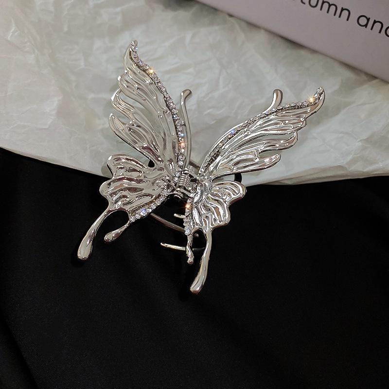 Jepit Rambut Model Butterfly Shark Aksen Berlian Imitasi Bahan Alloy Gaya Korea Untuk Wanita