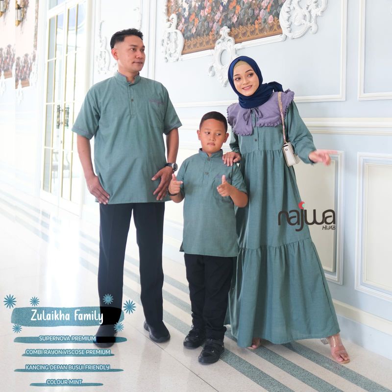 ZULAIKHA FAMILY COUPLE MUSLIM ORI BY NAJWA HIJAB. SARIMBIT KELUARGA GAMIS DAN KOKO