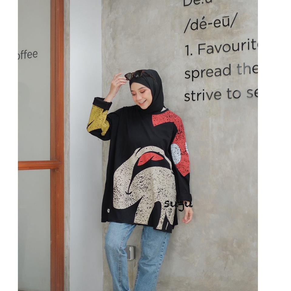 WS atasan wanita tunik Vespa jaman dulu/Kaos fit to XL jumbo/Top Blouse kaos wanita jumbo lengan pan