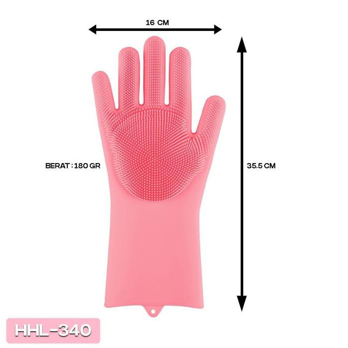 SILICONE GLOVE sepasang sarung tangan cuci sikat pembersih HHL-340 hemat