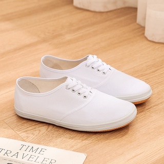 Sneakers Sepatu Puith Polos White Cloth Vulcanized Plain White Canvas Shoes Slip On Unisex Flat 5258 (35-42)