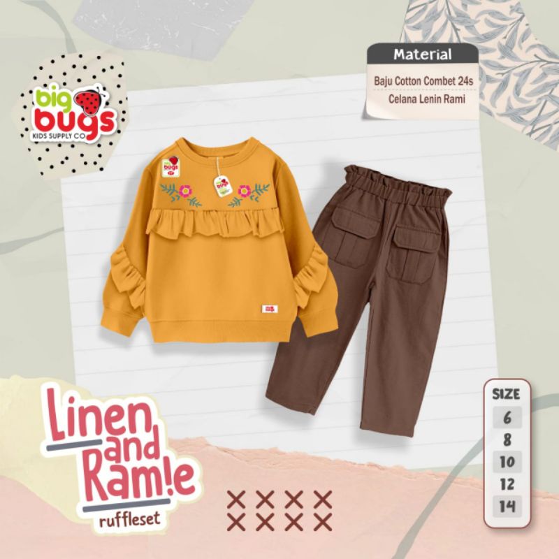 Linen and Ramie Ruffle Set by Bigbugs