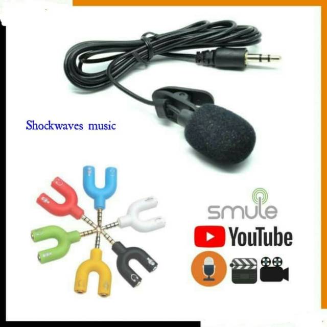 PAKET YOUTUBER VLOGGER SMULE ZOOM MEETING Rekaman Microphone Clip On dan Audio Splitter