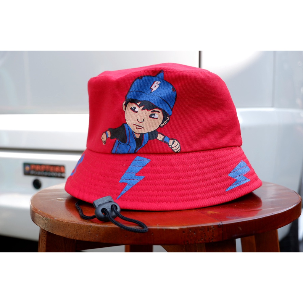 Bucket Anak Tali Sablin  / Topi Bucket Bayi Karakter Bahan American Drill