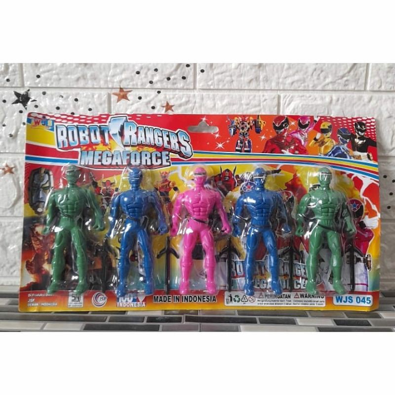 Mainan anak robot power rangers megaforce/mega force set murah meriah