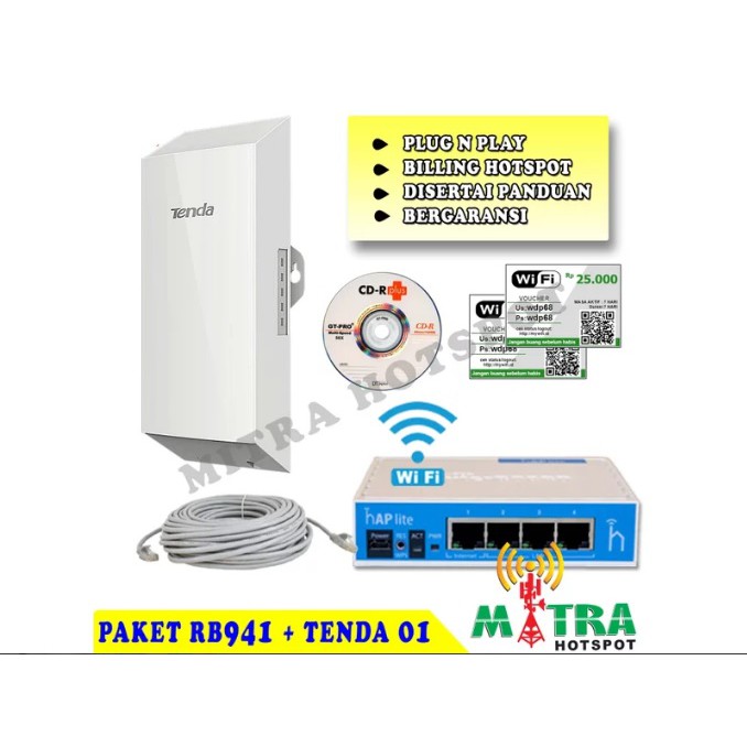 Mikrotik Rb941 dan Tenda O1 Full Setting Siap Pakai Untuk Usaha Rt Rw Net Sistem Voucher